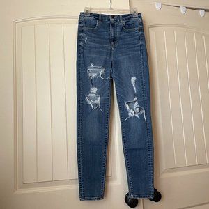 Blue American Eagle Ripped Jeggings